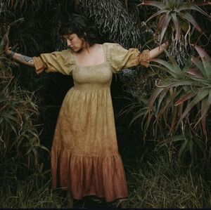 Katie Diamond Wolff fields and stars linen maxi dress